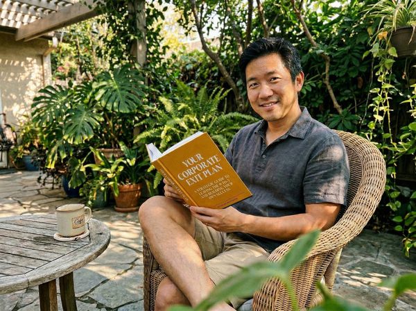 Customer holding Your Corporate Exit Plan book